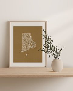 Rhode Island map | Art Print