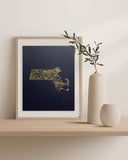 Massachusetts map | Art Print